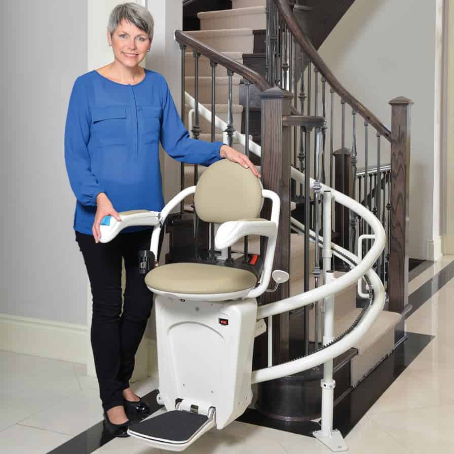 Savaria Stairfriend Curved Stair Lift by Power Stair Lifts serving Allentown, Easton, Bethlehem and greater Lehigh Valley